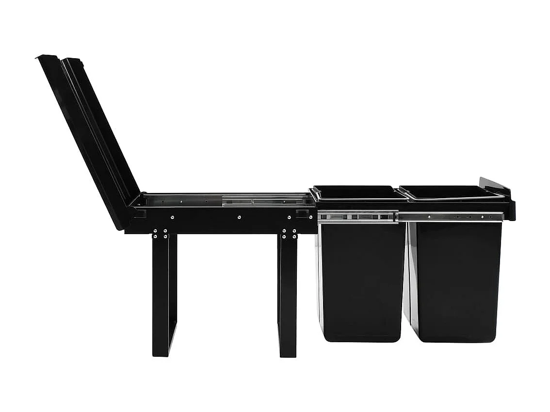 Poubelle amovible de cuisine noire 51.8 x 34 x 41.3 cm 02_0006061