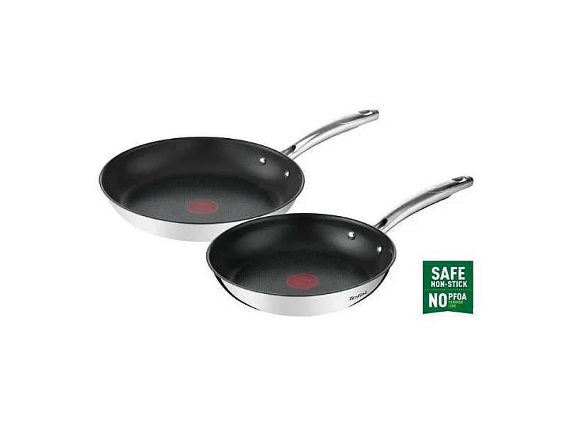 G732S255 DUETTO Set 2 poeles 24/28 cm inox tous feux dont induction revetement anti adhésif