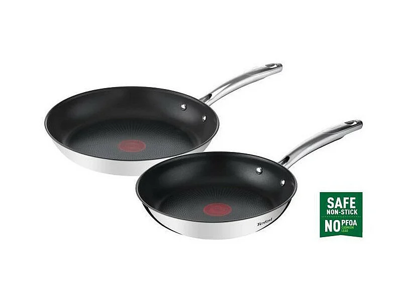 G732S255 DUETTO Set 2 poeles 24/28 cm inox tous feux dont induction revetement anti adhésif