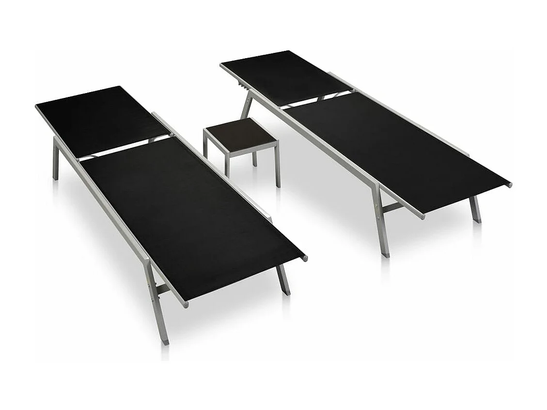Lot de 2 transats noire 200 x 58 x 32 cm 02_0012072
