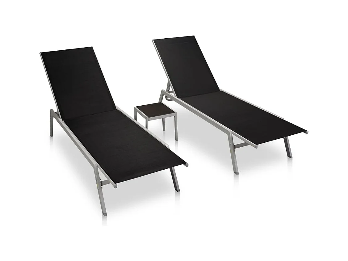 Lot de 2 transats noire 200 x 58 x 32 cm 02_0012072