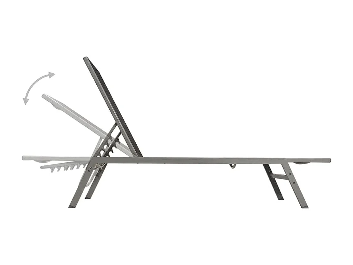 Conjunto de 2 espreguiçadeiras espreguiçadeira para banhos de sol jardim cama terraço móveis de exterior com mesa de aço e textilene preto 02_0012072