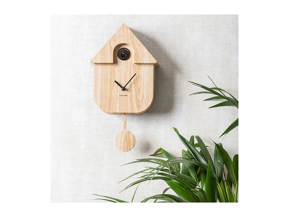 Wanduhr Modern Cuckoo - Helles Holz