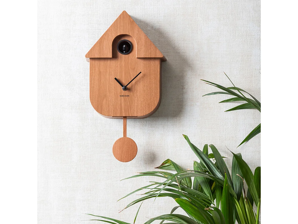Wanduhr Modern Cuckoo - Dunkles Holz