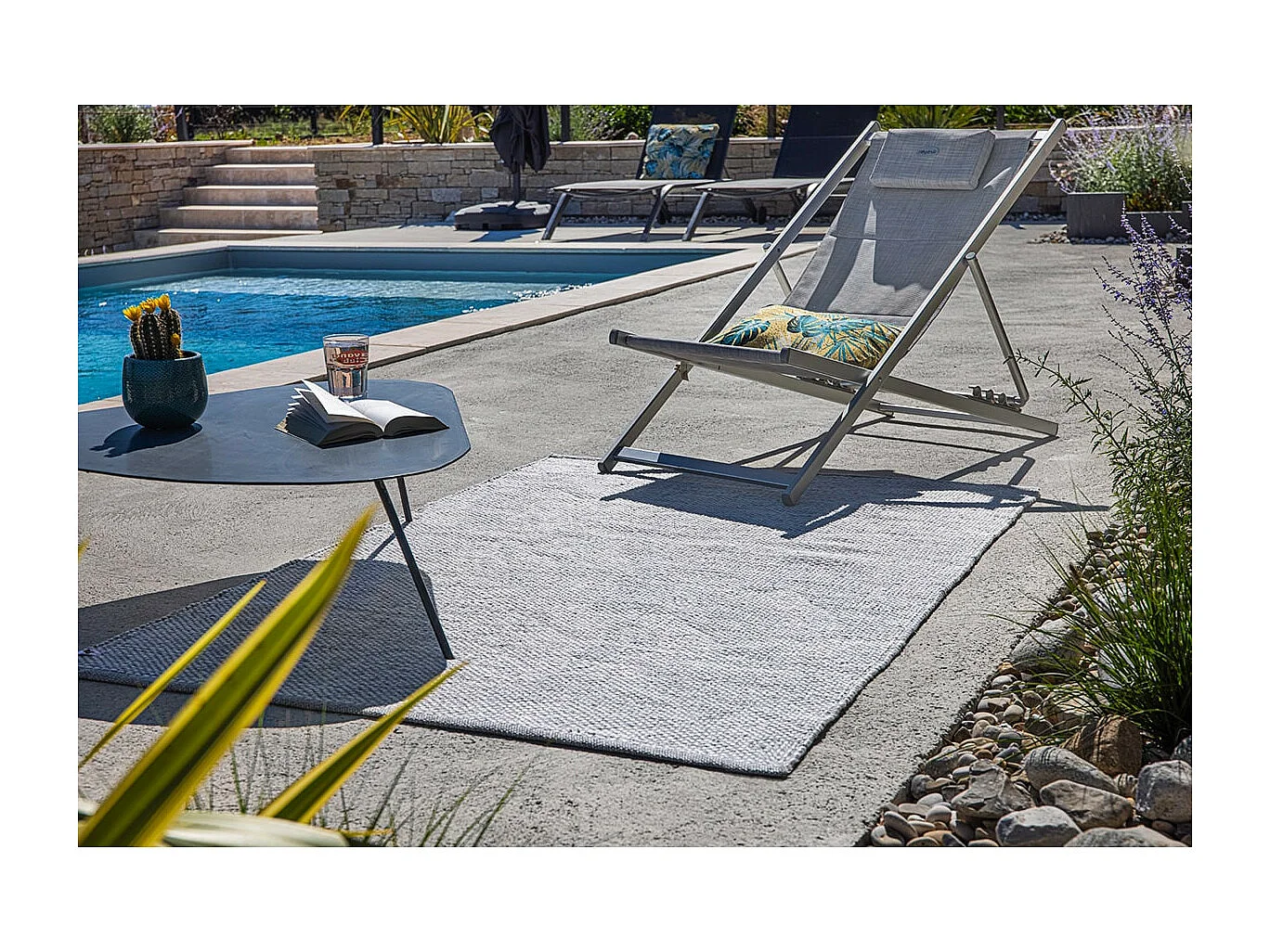 DAMIUS - Tapis 120x170cm PET Recyclé Toucher Laine Galet