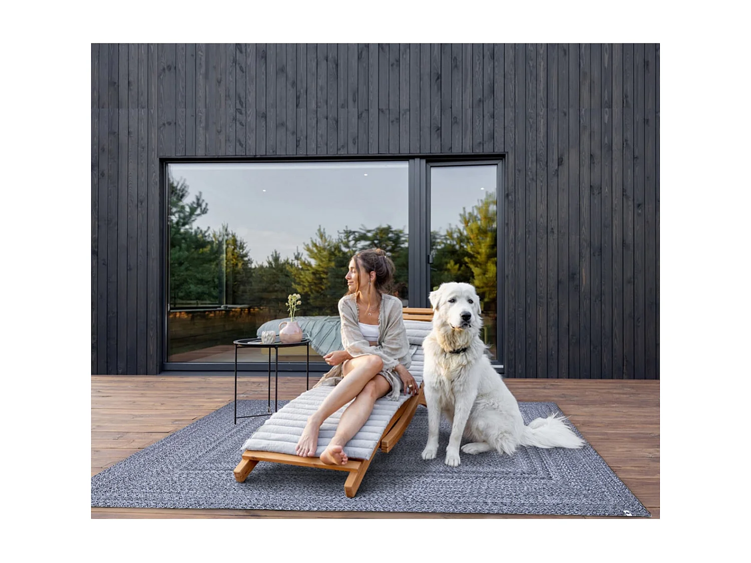 CORVIA - Tapis 160x230cm PET Recyclé Toucher Laine Poivre et Sel