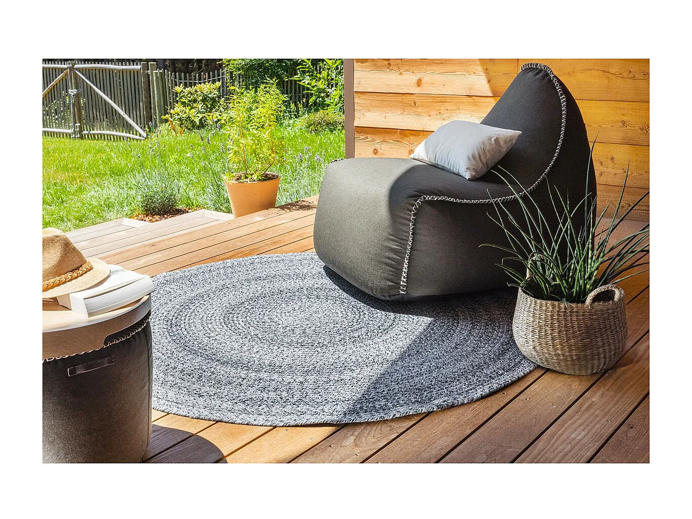 CORVIA - Tapis Ø160cm PET Recyclé Toucher Laine Poivre et Sel