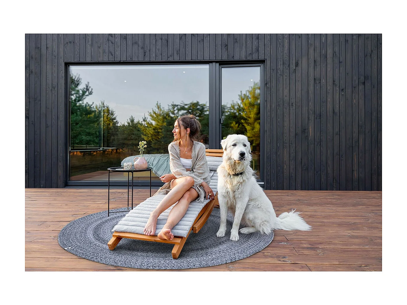 CORVIA - Tapis Ø160cm PET Recyclé Toucher Laine Poivre et Sel