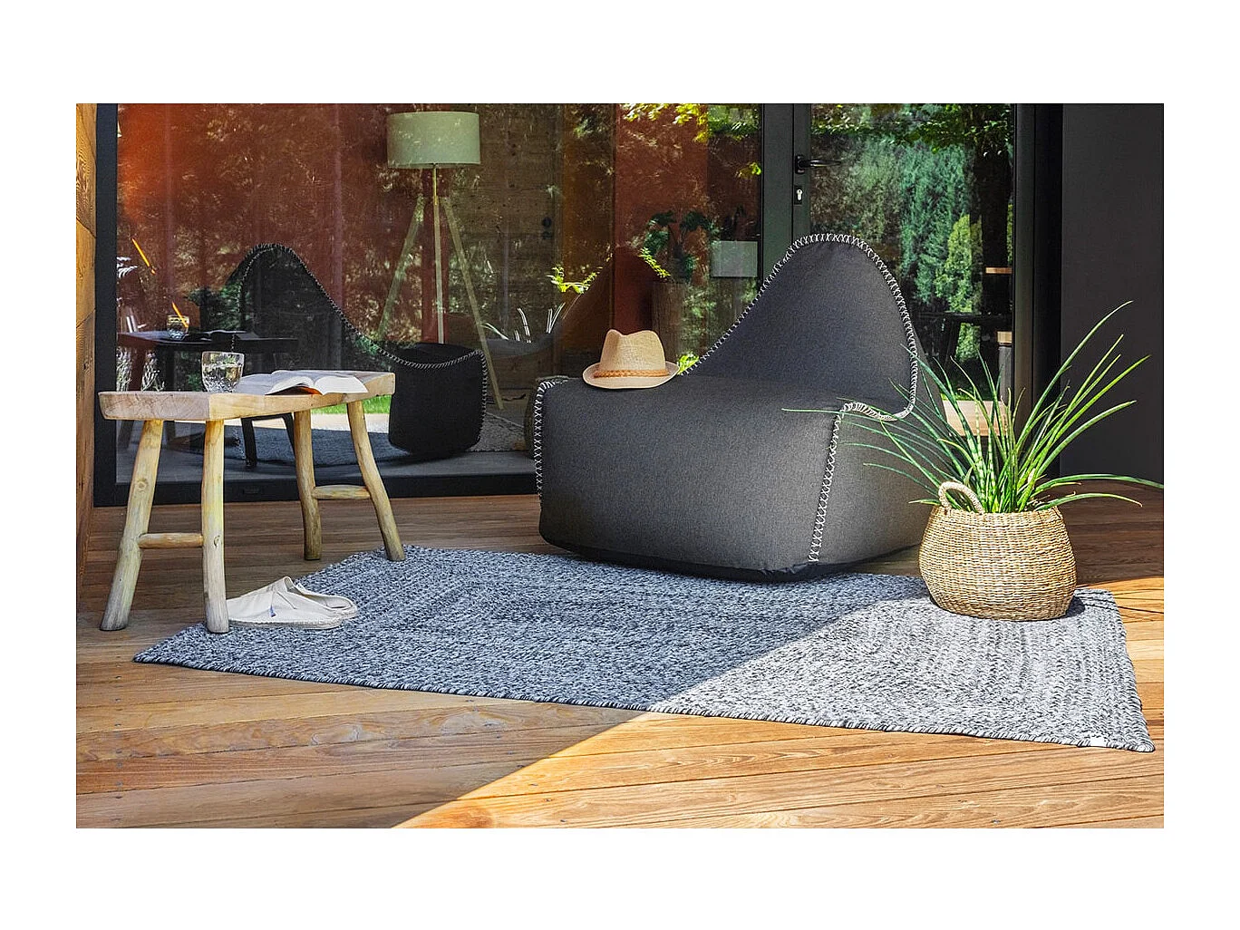 CORVIA - Tapis 120x170cm PET Recyclé Toucher Laine Poivre et Sel