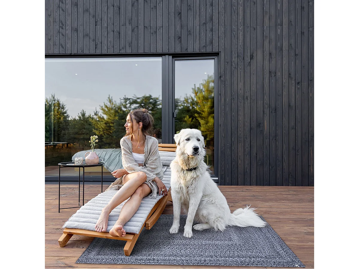 CORVIA - Tapis 120x170cm PET Recyclé Toucher Laine Poivre et Sel