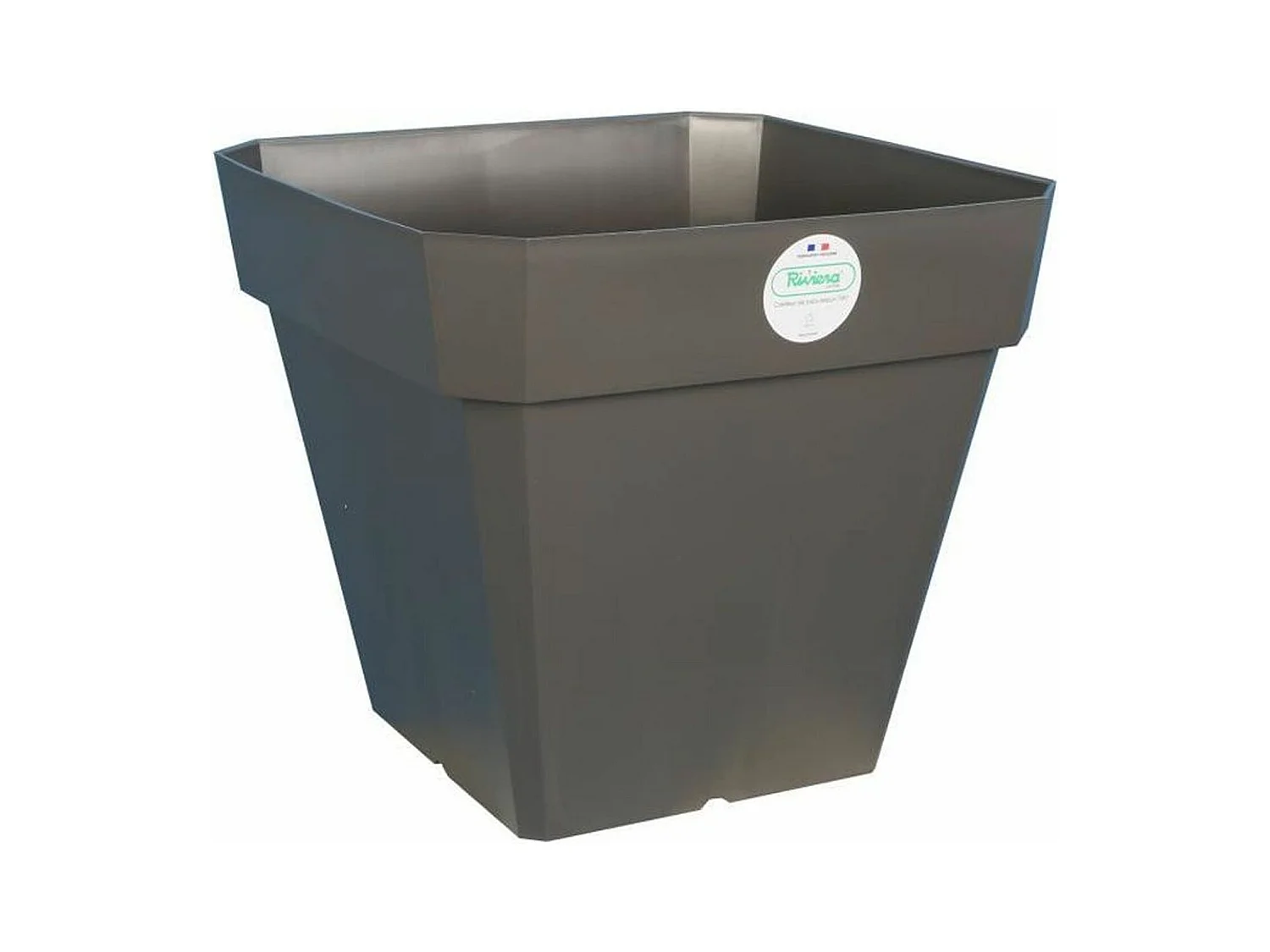 Pot de fleurs carré gris pailleté en plastique Soleilla 49 x 49 x Hauteur 45 cm - 65 L