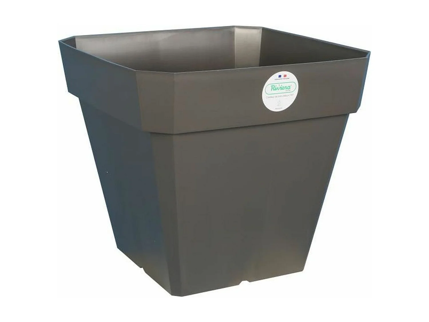 Pot de fleurs carré gris pailleté en plastique Soleilla 49 x 49 x Hauteur 45 cm - 65 L