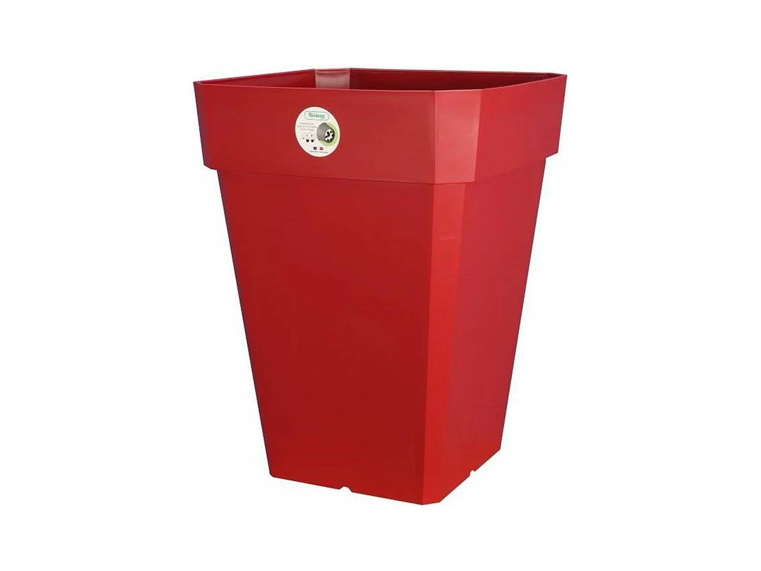 Pot de fleurs carré en plastique 49 x 49 x 50 cm - 65 L - Rouge