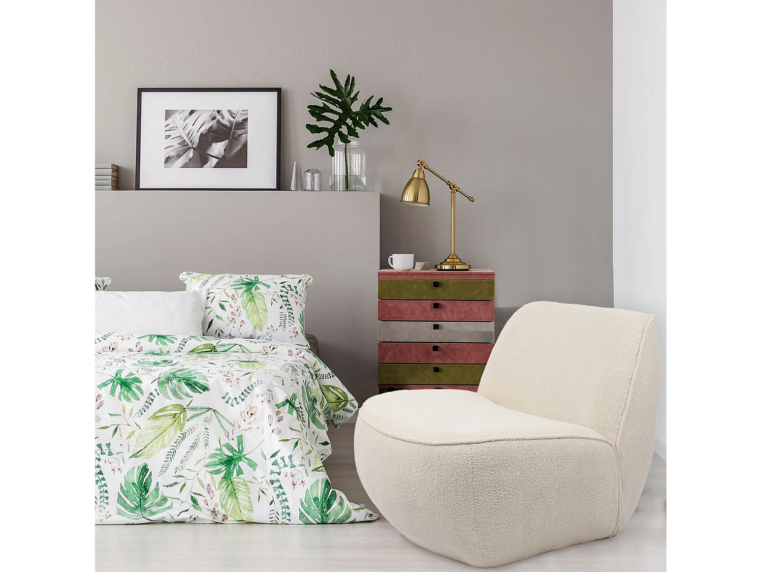 Fauteuil confort sans accoudoir Lipame Tsse bouclette Beige