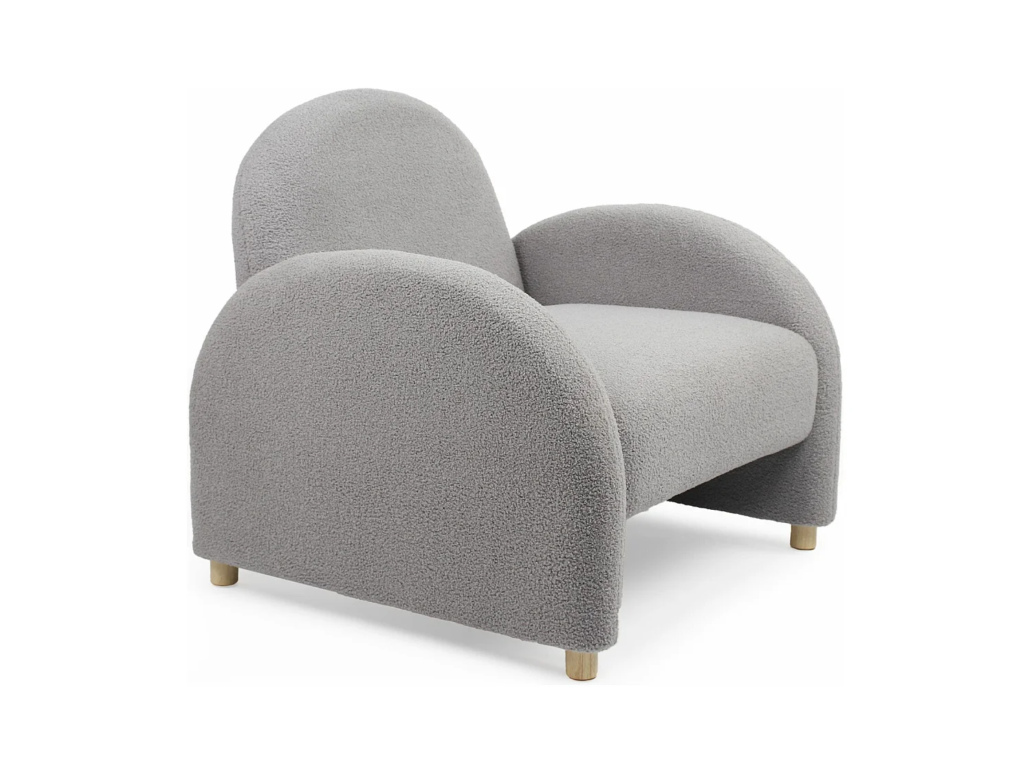 Fauteuil club Bowie Tissu bouclette Gris