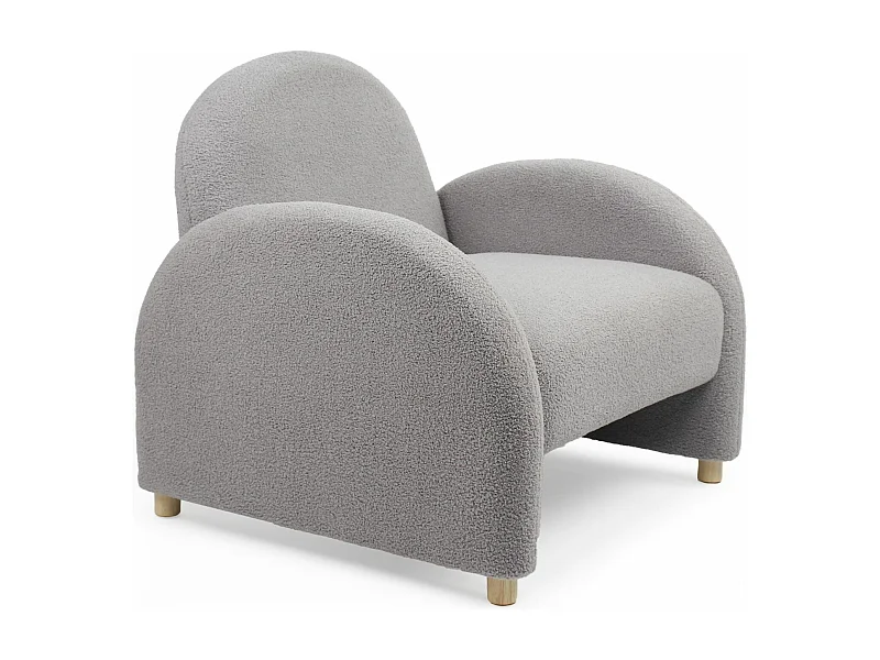 Fauteuil club Bowie Tissu bouclette Gris