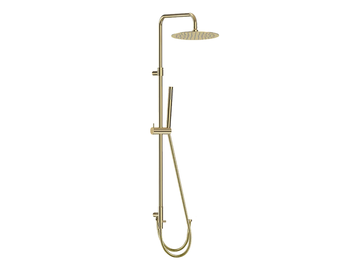 Luisa II columna de ducha sin mezclador oro cepillado Essebagno