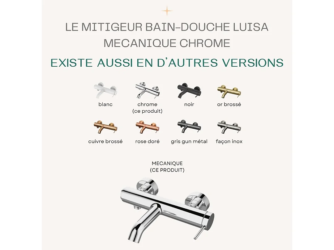 Luisa Mezclador mecánico de bañera y ducha cromo Essebagno