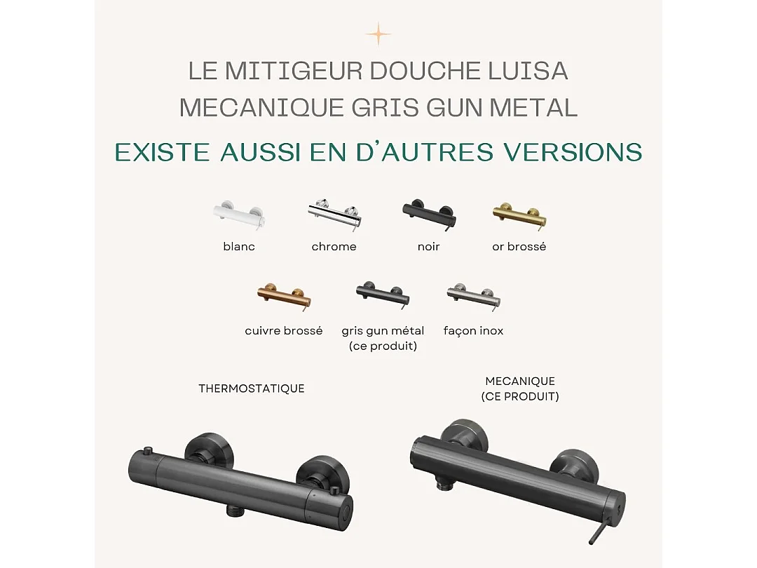 Luisa mechanische douchekraan Metallic grijs - Essebagno