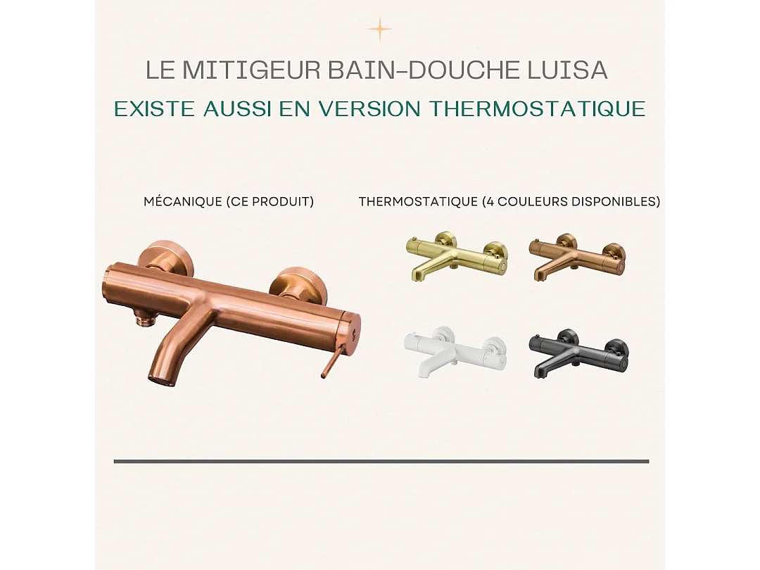 Luisa Mezclador mecánico de bañera y ducha en oro rosa cepillado Essebagno