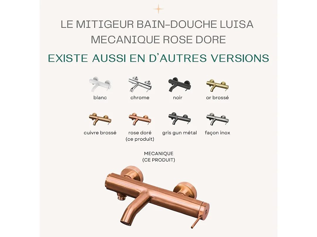 Luisa Mezclador mecánico de bañera y ducha en oro rosa cepillado Essebagno