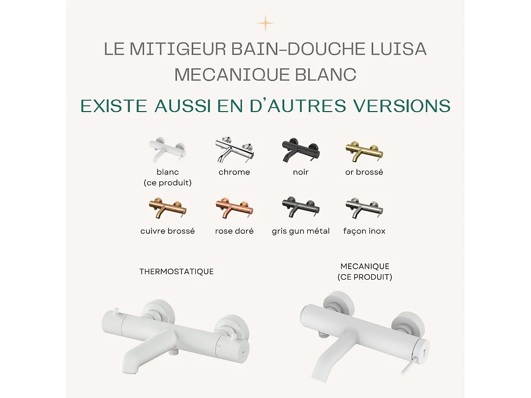 Luisa mitigeur bain-douche mécanique blanc - Essebagno