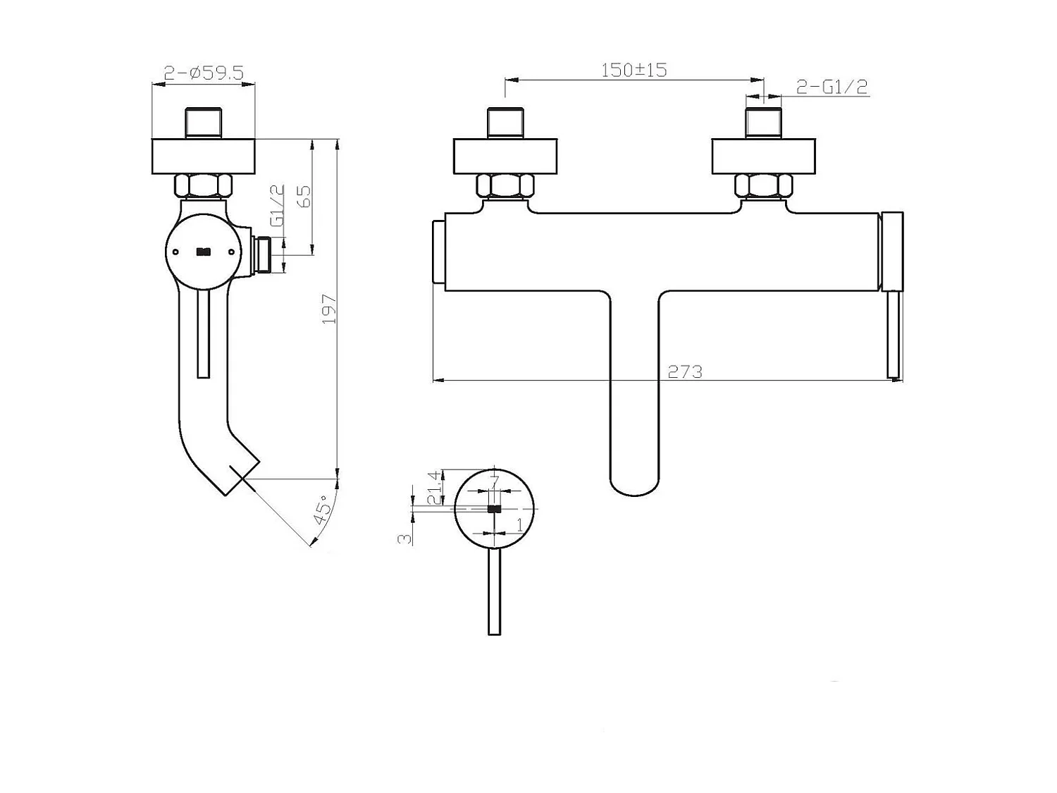 Luisa Mechanische Wannenarmatur schwarz Essebagno