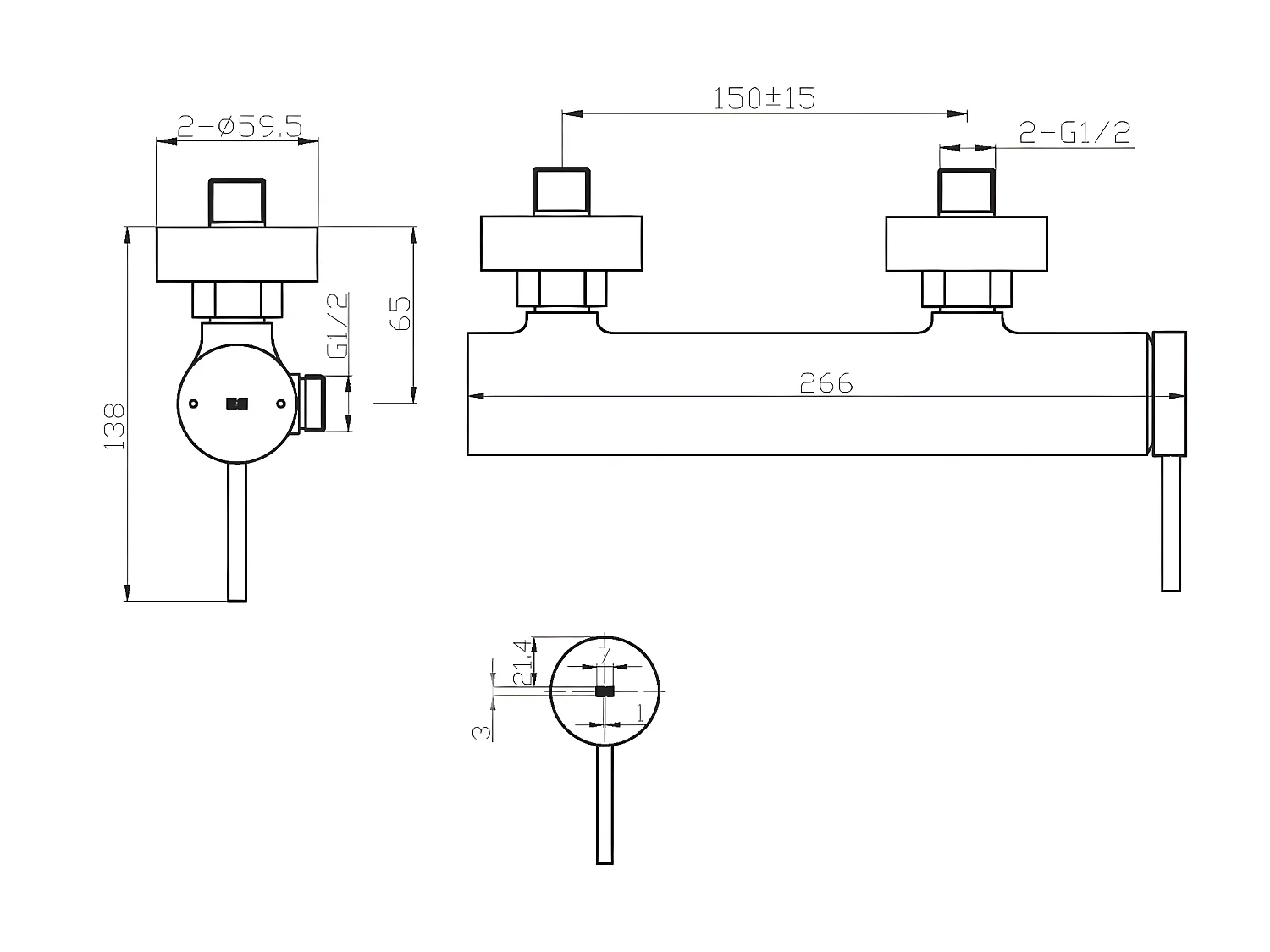 Luisa mechanische Duscharmatur in gebürstetem Kopfer Essebagno