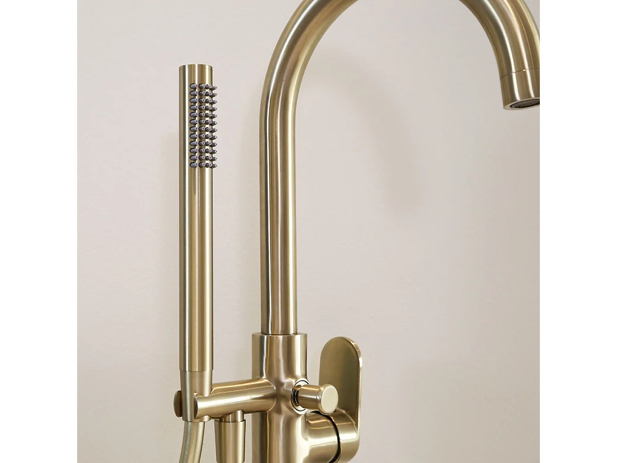 Charme II Mechanische Bodensäule für Sitzbadewanne gebürstetes Gold Essebagno