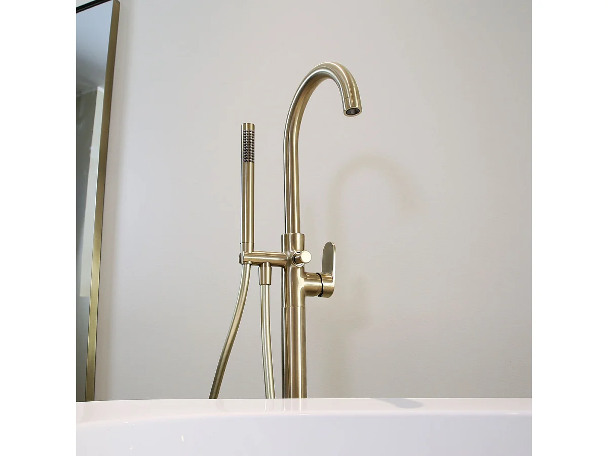 Charme II Mechanische Bodensäule für Sitzbadewanne gebürstetes Gold Essebagno
