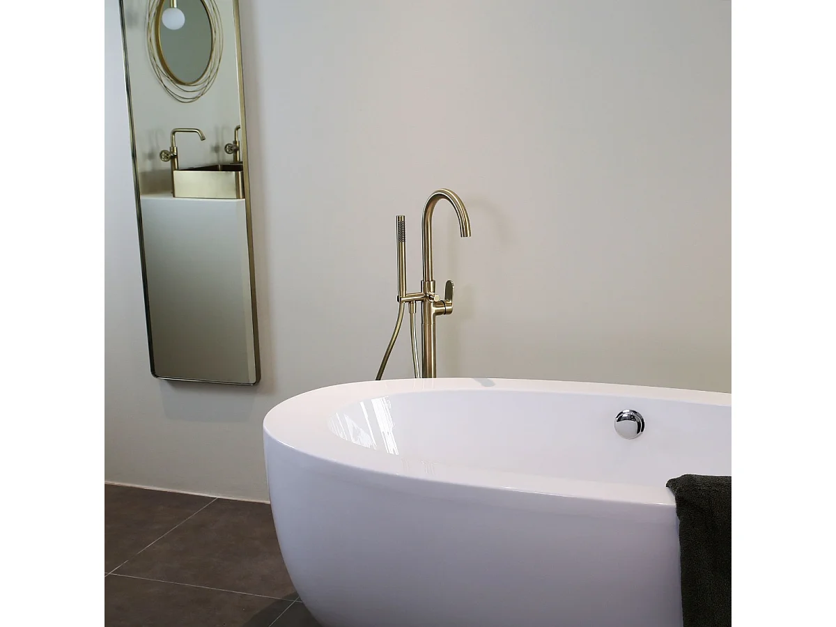 Charme II Mechanische Bodensäule für Sitzbadewanne gebürstetes Gold Essebagno