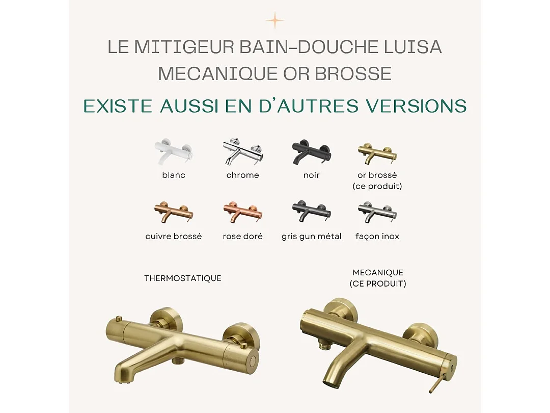 Luisa Miscelatore meccanico per vasca e doccia oro spazzolato Essebagno