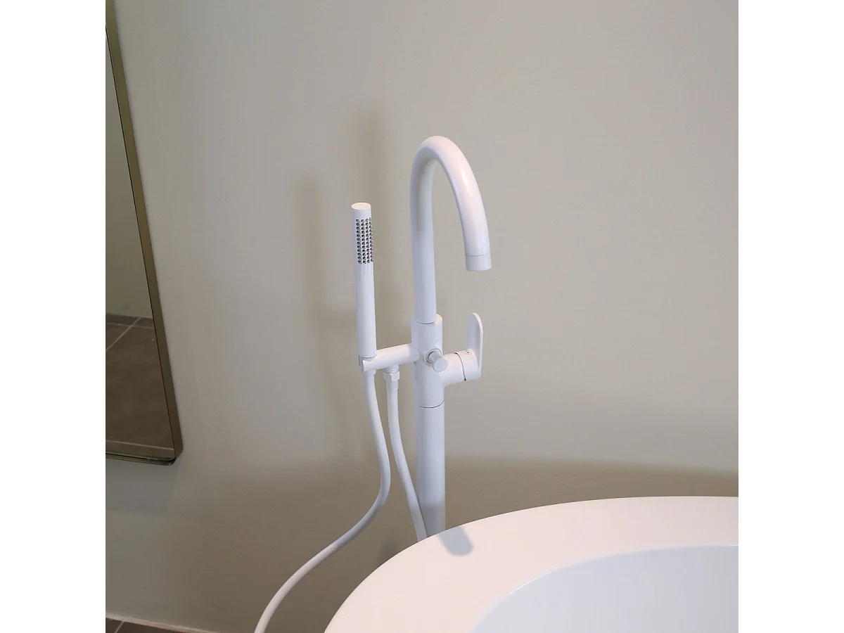 Charme II Mechanische Bodensäule für freistehende Badewanne weiß Essebagno