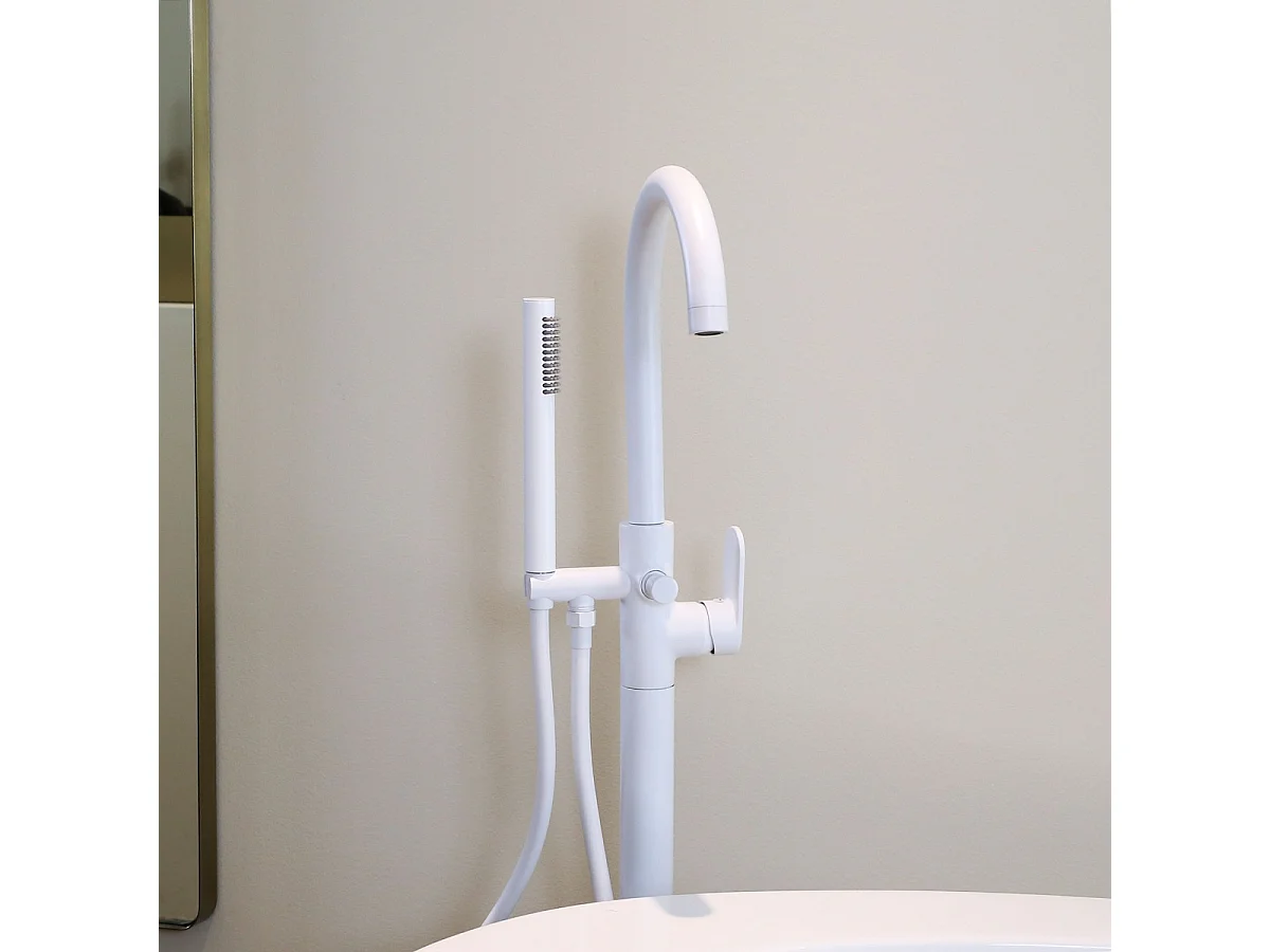 Charme II Mechanische Bodensäule für freistehende Badewanne weiß Essebagno