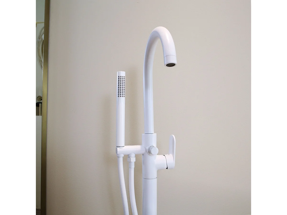 Charme II Mechanische Bodensäule für freistehende Badewanne weiß Essebagno