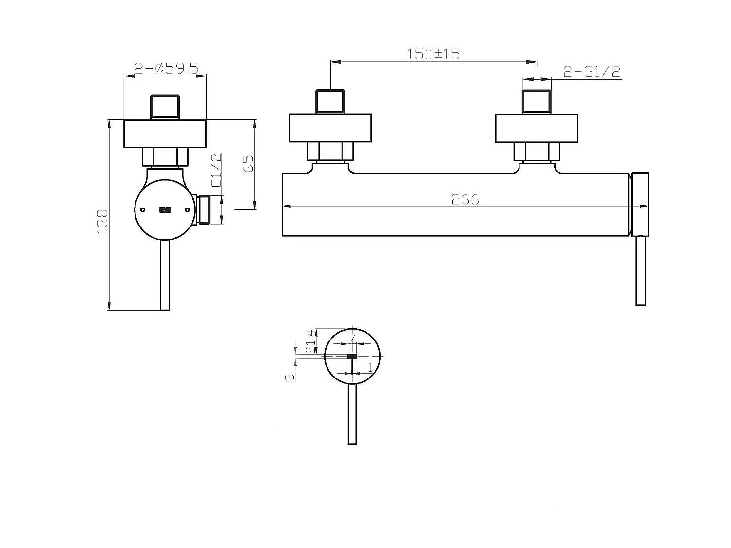 Luisa mezclador de ducha mecánico negro Essebagno