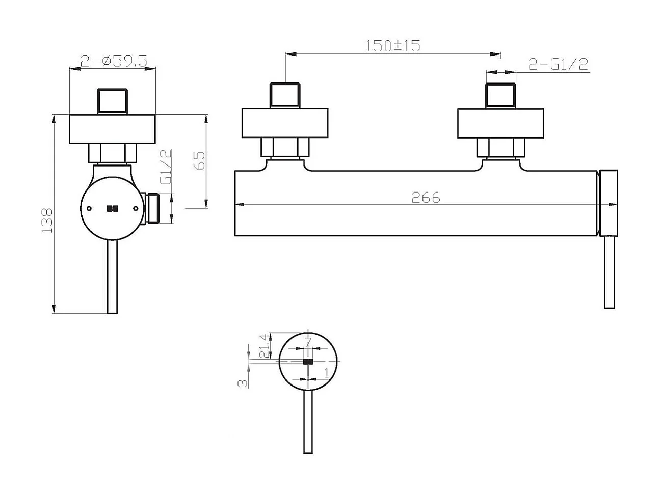 Luisa mezclador de ducha mecánico negro Essebagno