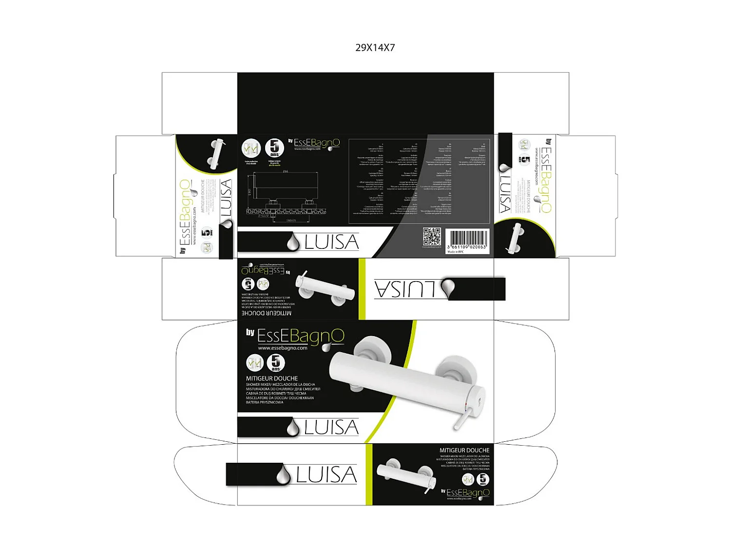 Luisa mezclador de ducha mecánico blanco Essebagno