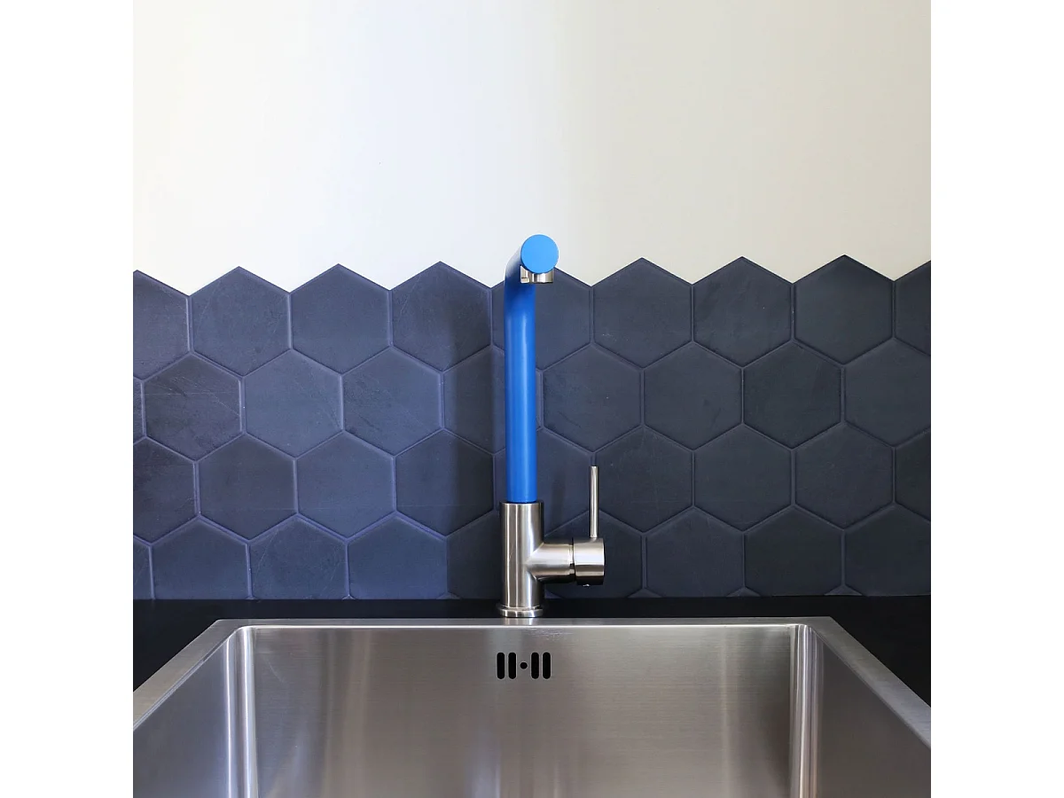 Esseloki mitigeur évier façon inox et bec bleu - Essebagno