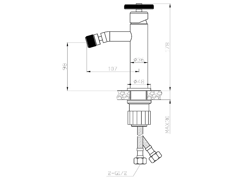 Indus Miscelatore per bidet nero Essebagno