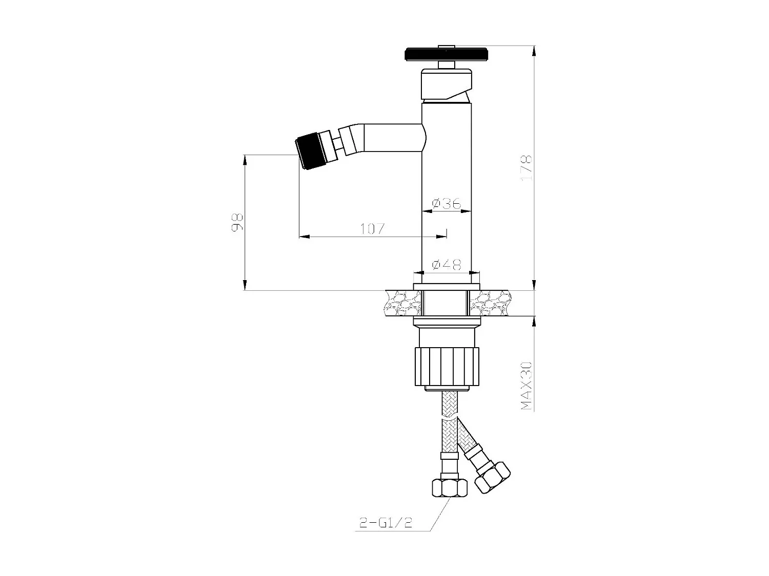Indus mitigeur bidet cuivre brossé - Essebagno