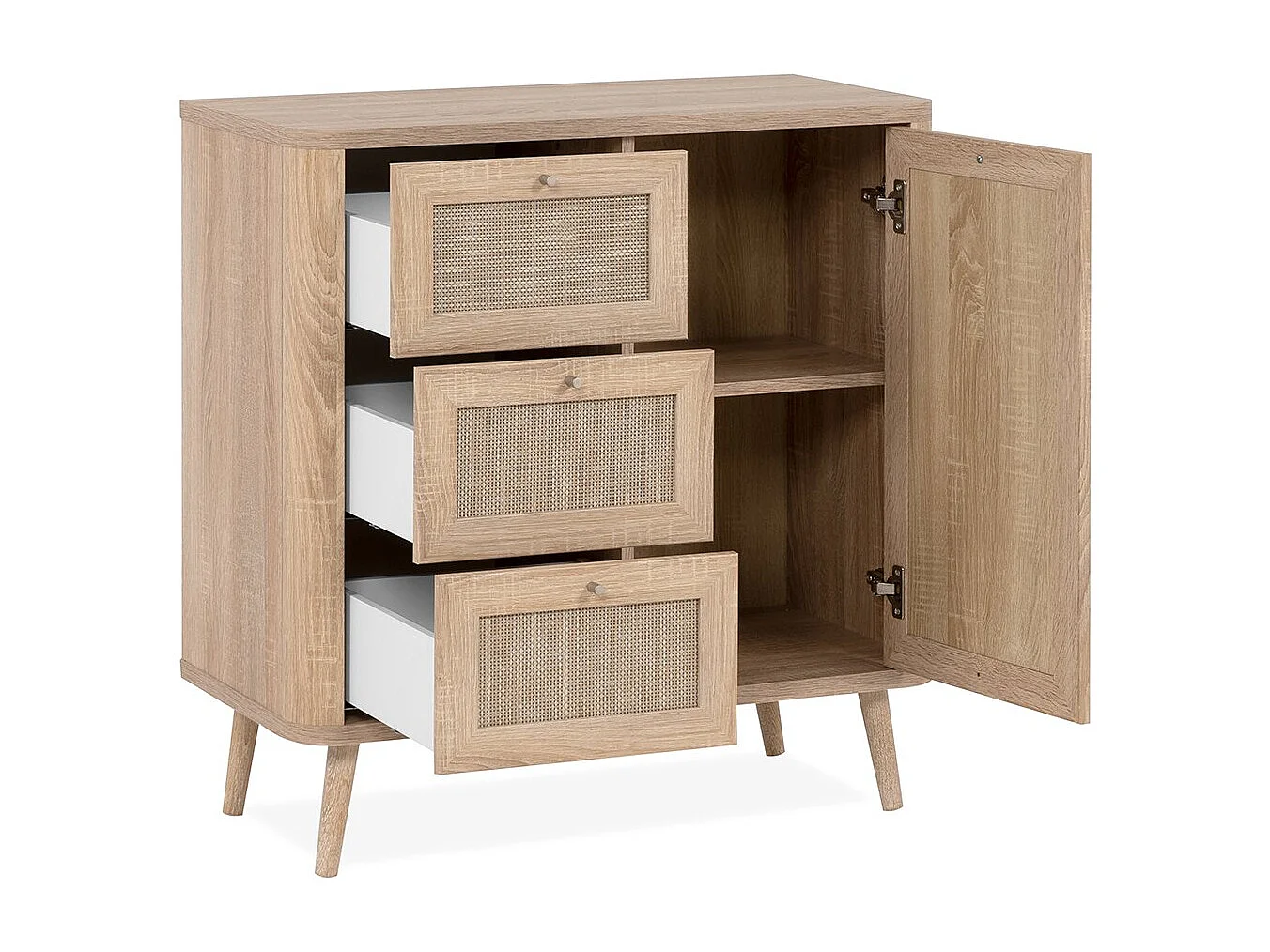 Buffet 1 Porte 3 Tiroirs avec cannage - L81 cm