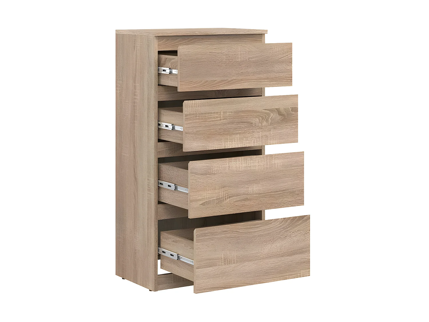 Commode 4 tiroirs Chêne clair - QIZ - L 54.5 x l 35 x H 105 cm