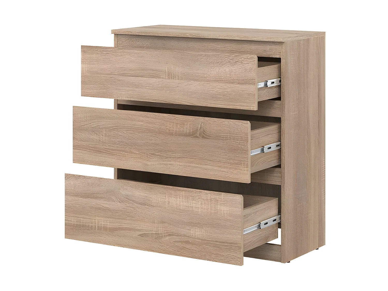 Commode 3 tiroirs Chêne clair - QIZ - L 78 x l 35 x H 84 cm