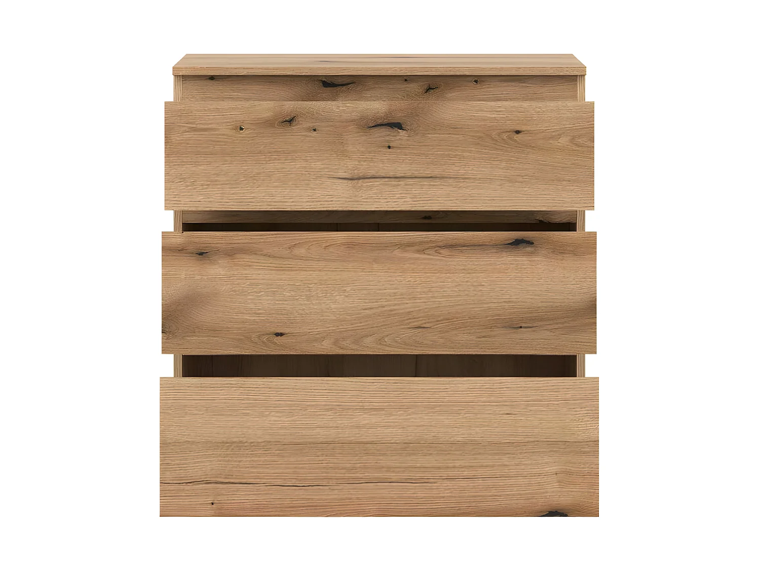 Commode 3 tiroirs Bois clair - QIZ - L 78 x l 35 x H 84 cm