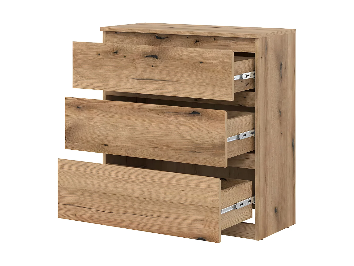 Commode 3 tiroirs Bois clair - QIZ - L 78 x l 35 x H 84 cm