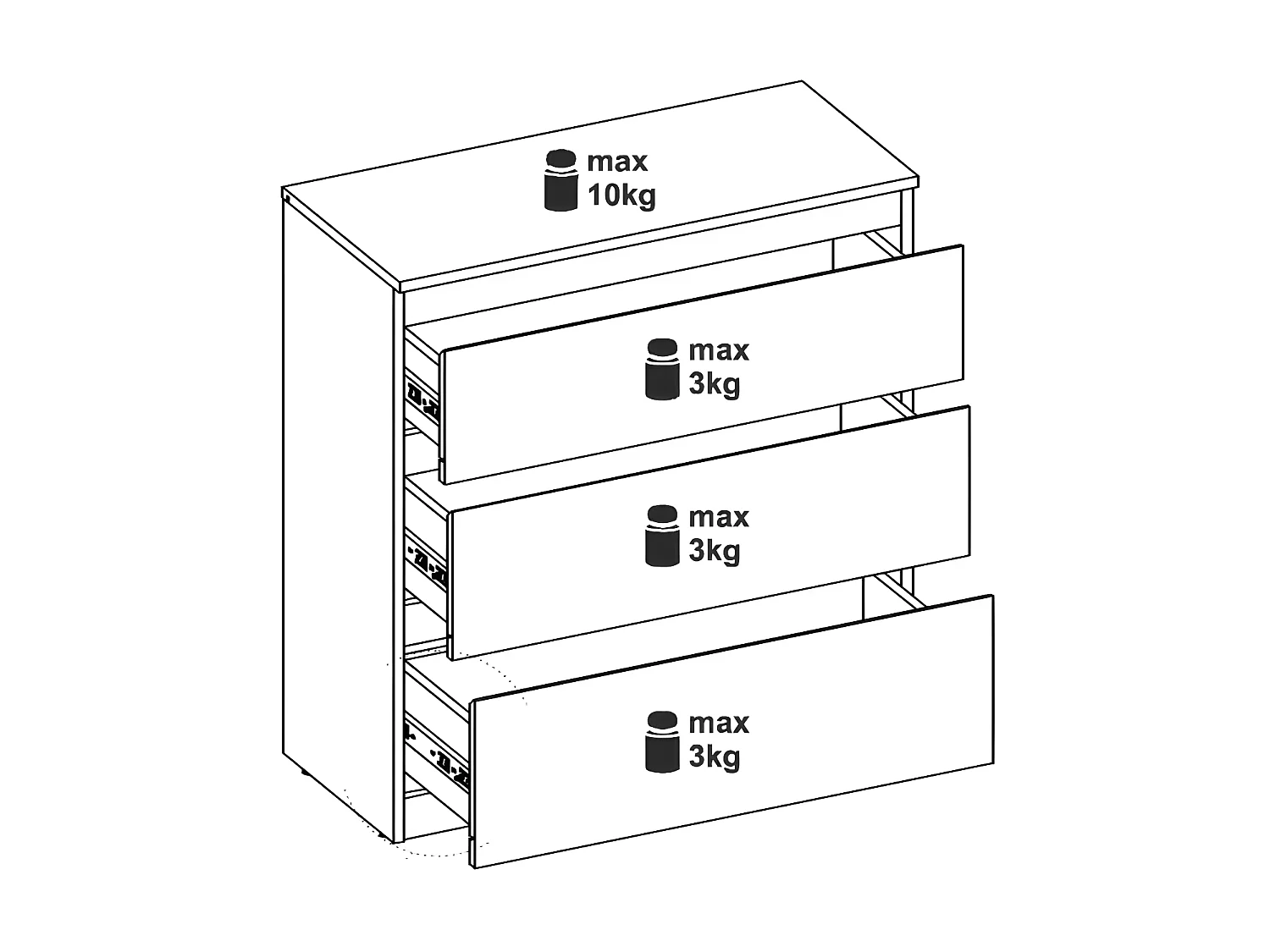 Commode 3 tiroirs Bois clair - QIZ - L 78 x l 35 x H 84 cm