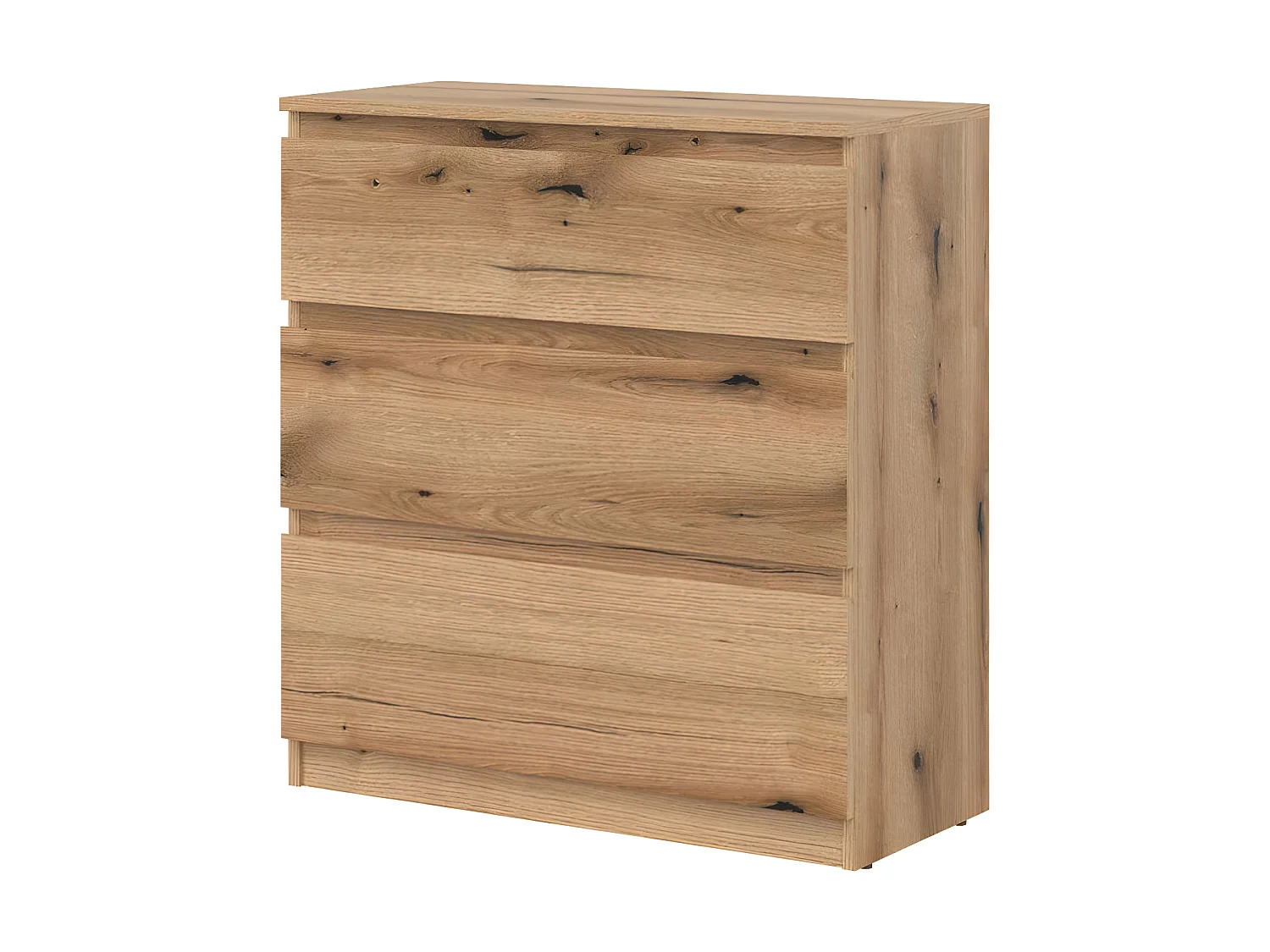 Commode 3 tiroirs Bois clair - QIZ - L 78 x l 35 x H 84 cm