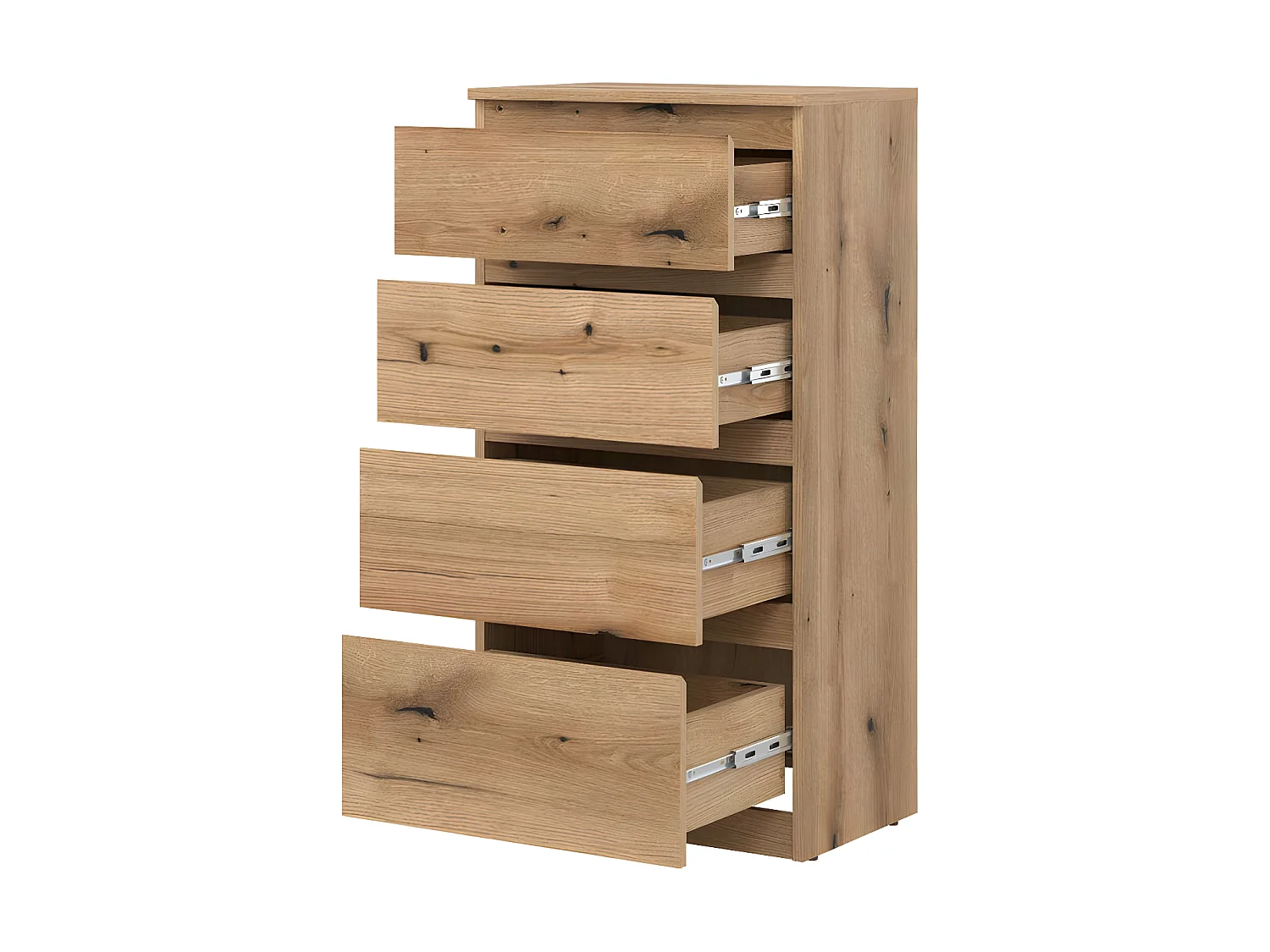 Commode 4 tiroirs Bois clair - QIZ - L 54.5 x l 35 x H 105 cm