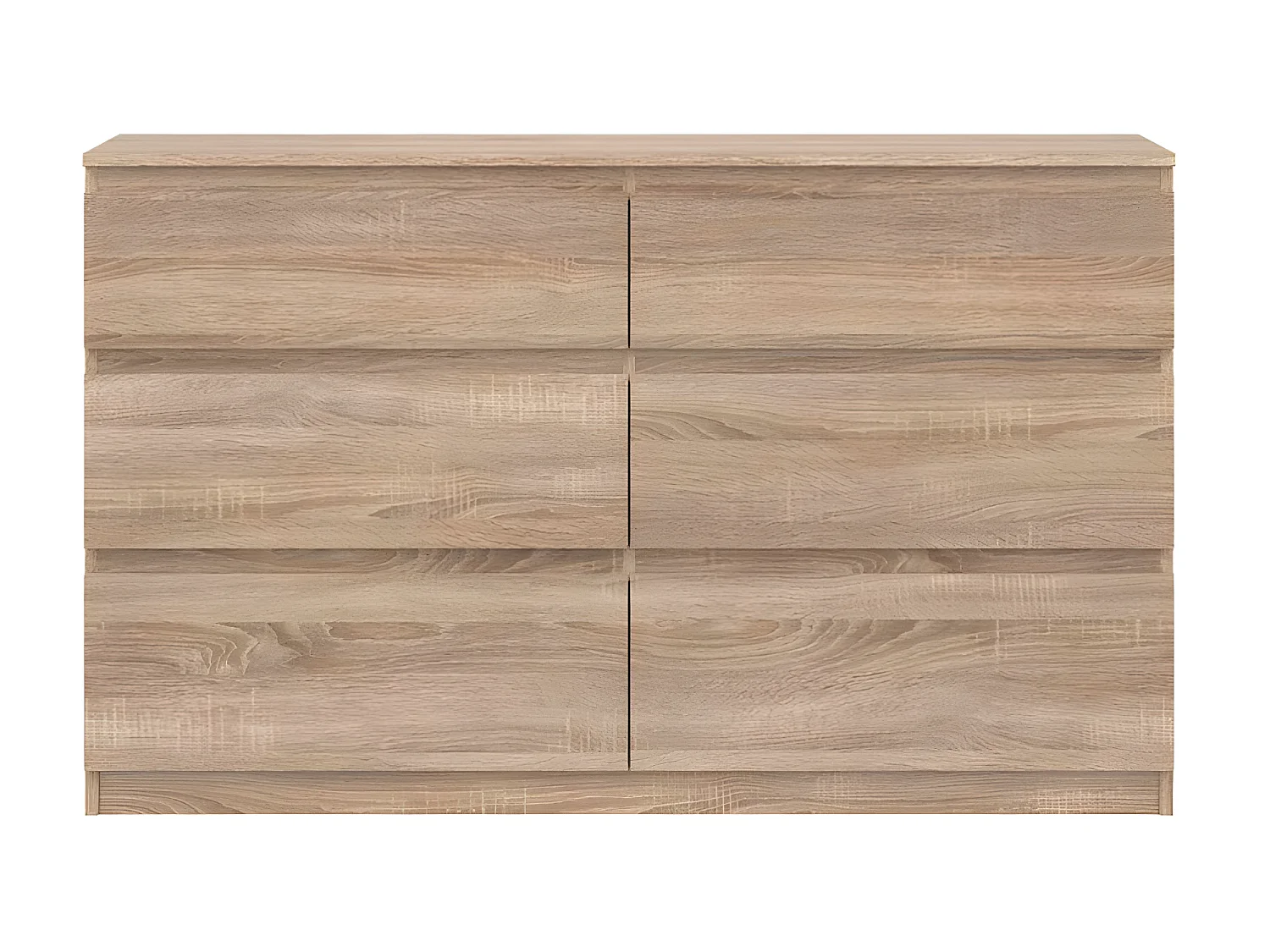 Commode 6 tiroirs Chêne clair - QIZ - L 137 x l 35 x H 84 cm